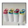 Tumblers 12oz Sublimation Sippy Cup 350ml 어린이 물 음료 병 병을위한 스테인레스 스틸 마시는 텀블러 6colors 2 383 S2 DHO1A