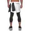 Pantalons pour hommes Shorts de course pour hommes 2 en 1 Gym Sport Hommes Double-pont Jogging en plein air Vêtements d'entraînement Fitness Court