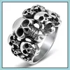 Klusterringar vintage punk metall skl snidad gotisk ring blomma sl￤nda solros cool mens rock party cyklist smycken droppleverans ot7nr