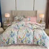 Bedding Sets White Ice Cream Cotton Reactive Printing Set High Density Satin Duvet Cover Bed Linen Pillowcases Home Textile