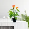 Flores decorativas Plantas artificiais ao ar livre Garland de verão para decoração de simulação planta bonsai flor calla lily laranja