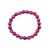 Strand Natural Tiger Eye Stone Beads Bracciale 4/6/8/10 / 12mm Splendidi braccialetti rosa rossa per uomo donna Buddha