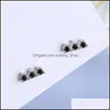 Stud Arrival Fashion 925 Sterling Sier CZ Crystal Earing For Women Valentines Day Gift White Black Blue 907 787 R2 Drop Delivery Jew Dh0ef