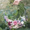 Dekorativa blommor kransar 10-40 cm guldjärn metall ring krans girland bröllop dekoration baby shower floral brud dröm catcher hoop deco