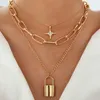 Collane con ciondolo Collana vintage Pendenti in oro Catene a un pezzo a strati estetici Gioielli da donna Regalo per abbigliamento dichiarazione di mamma Accesso lungo