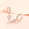 Hoop Earrings S925 Sterling Silver 12MM Simple Heart Key Zircon For Women Fashion Engagement Wedding Gift Jewelry