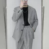 Men's Suits High Quality Summer Men's Plaid Print Vintage Two Piece Suit Set For Men 2023 Single Breasted Long Sleeve Blazer 2Y9072