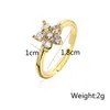 Anéis de casamento Compre Clear CZ Zircon Flower Charm Finger para Mulheres Garotas Color Jóias de cobre Acessórios femininos