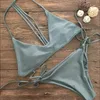 Women's Swimwear Women Push-up Padded Bikini Lace Up High Waist Solid Bra Swimsuit Halter Sexy Beachwear Vikinis Para Mujer #G2