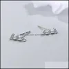 Stud Arrival Fashion 925 Sterling Sier Cz Crystal Earing For Women Valentines Day Gift White Black Blue 907 787 R2 Drop Delivery Jew Dh0Ef