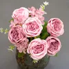 Декоративные цветы искусственное шампанское пиони розовое симуляция шелк букет свадебный пография цветок