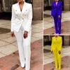 Frauen Zweiteilige Hose Gerade 2 Teile/satz Chic Lady Slim Fit Revers Büro Blazer Anzug Set Warme Pattentaschen für Urlaub