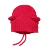 Basker vinter varm hatt beanie handgjorda huvudbonad stickade mössor år rött för att köra camping skridskoåkning utomhusaktiviteter
