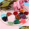 Stone 20Mmx8Mm Heart Ornaments Natural Rose Quartz Turquoise Naked Stones Decoration Hand Play Handle Pieces Accessories Drop Delive Dhu6N