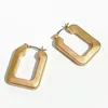 Hoop Earrings Peri'sBox Matte Gold Color Rectangular For Lady Chunky Hollow Geometric Jewelry Modern Thick Hoops