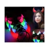 Autres fournitures de fête d'événement Halloween corne de boeuf couvre-chef clignotant led bandeau de cheveux décorations de noël cornes de diable lumineuses tête cerceau L Dharf