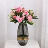Fleurs décoratives Artificielle Soie Orchidée Rose Bouquet Mixte Simulation Plante Verte Salle De Mariage Disposition Maison Jardin Arrangement De Fleurs
