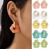 Hoepel oorbellen hars bloem koper Korea mode vrouwen acrylbloemen oorr earring goud kleur ronde cirkel sieraden cadeau
