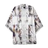 Chemises décontractées pour hommes Hommes Lâche Ouvert Avant 3/4 Manches Kimono Style Japonais Imprimer Cover Up Cardigan Camisa Holgada Hombre