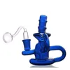 Gamiage en gros Mini DAB RIGNES VERRES Recycleur Bubbler Bubbler Fumant Pipe d'eau 14 mm Catcher de cendres avec tuyau de br￻leur d'huile en verre m￢le et bol Prix le moins cher