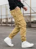 Men's Pants Military Style Men Casual Cargo Side Baggy Multi-Pockets Design Black Green Khaki Grey Cotton Ankle Banded Trousers 2023Men's