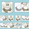 Pendientes Collar Collares llamativos Vintage Boho Collar de oro Gargantilla y conjuntos de joyas de dama de honor Entrega de gotas Dhlp0