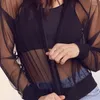 Women's Jackets Sexy Transparent Mesh Sheer 2023 Summer Thin Long Sleeve Brief Outwears Women Zipper Beachwear Coats