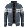 Herrenjacken Herren Herbst Winter Strickpullover Jacke Stilvolle Weihnachtsschneeflocke Strick Stehkragen Reißverschluss Strickjacke Herren 3XL