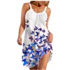 Blouses voor dames 40#vlinderprint zoomjurk dames sexy mouwloze losse strand zomer plus maat elegante strapless jurken gewaad