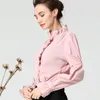 Women's Blouses & Shirts Elegant Ruffle Women White Blouse Cotton Top Stand Collar Petal Long Sleeve Fashion Spring Summer Female Casual Wor