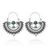 Boucles d'oreilles créoles gitane oxydé bohème Vintage couleur argent pour femmes crochet percé oreille Brincos Bijoux Tribal Bijoux