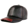 Berets Real Cowhide Leather Baseball Cap Dad Hat Trucker ездит на гольф зимой тепло