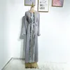 Etnische kleding moslimjurk vrouwen pailletten trim kimono abaya voor dubai bescheiden eid mubarak Marokkaans Arabisch Turks islamitisch