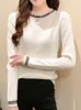 Women's Sweaters Women Sweater Black White Knitted Long Sleeve Top Casual Round Neck Pullover Jumper Female Mujer 2023 Winter ClothesWomen's