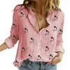 Women's Blouses 2023 Herfst Women Leisure Black Star Print Shirts Losse lange mouw katoenen linnen blouse kantoor dames casual tops blusas