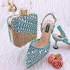 QSGFC 2023 Nigeria Fashion Lace Mini Bag و Mid-Geneed Pointed Shoes Party Shoes and Bag