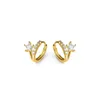 Hoop oorbellen klein 18k goud echt. 925 Sterling Silver Sieraden Twee rijen CZ Set 4A Star Ear Huggie Piercing C-G7694