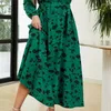 Plus Size Dresses Women's Floral Print Dress Belted Maxi Chic Beach Long Sleeves Evening Party Holiday