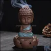 Fragrance Lamps Little Monk Thurible Decorative Gifts Ceramic Purple Sand Buddha Incense Burner For Home Decor Arts And Crafts Drop Ottab