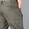 Pantalon pour homme Capri couleur unie multi-poches été décontracté coupe droite Cargo Shorts Streetwear