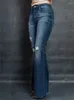 Женские джинсы Slim Fit Fluced Ladies Rabled Skinny Pants Spring осень высокая талия винтажная повседневная уличная одежда