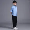 Stage Wear Shirt Pants Flax Children Chinese Ming Costume Boy Tunic Suit Kids Tang Folk Male Hanfu Dance 89