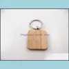 Other Festive Party Supplies Wooden Keychain Carving Diy Keychains Round Shape Pendant Bank Key Ring Creative Buckle Drop Delivery Dhwvz