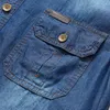 Männer Casual Hemden Sommer Marke Denim Hemd Männer Baumwolle Kurzarm Drehen-unten Kragen Herren Slim Fit Männer der Jeans Chemise Homme