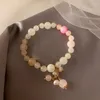 Strand Natural Lotus Stone Bracelet Handmade Ladies Pink Strawberry Crystal Jewelry Gift
