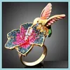 Band anneaux mariage pour les femmes belles anneaux en alliage fleur et conception d'oiseaux mode diamant engagement gouttes livraison bijoux dhwjg