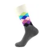 Herrensocken Peonfly Harajuku Casual Männer Baumwolle Lustige Socke Vintage Diamant Plaid Regenbogen Meias Für Business Kleid