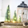 Juldekorationer 3st miniträd med LED -lampor Artificial Pine Needle Desktop Ornament Decoration for Home Navidad Noel Year