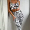 Set attivi Set da 2 pezzi Stampa senza cuciture Yoga Donna Leopard Print Wear Fashion Sports Bra Leggings a vita alta