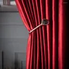 Curtain Retro Thickened Light Luxury Velvet Blackout Red Chinese Home B&B Solid Color Background